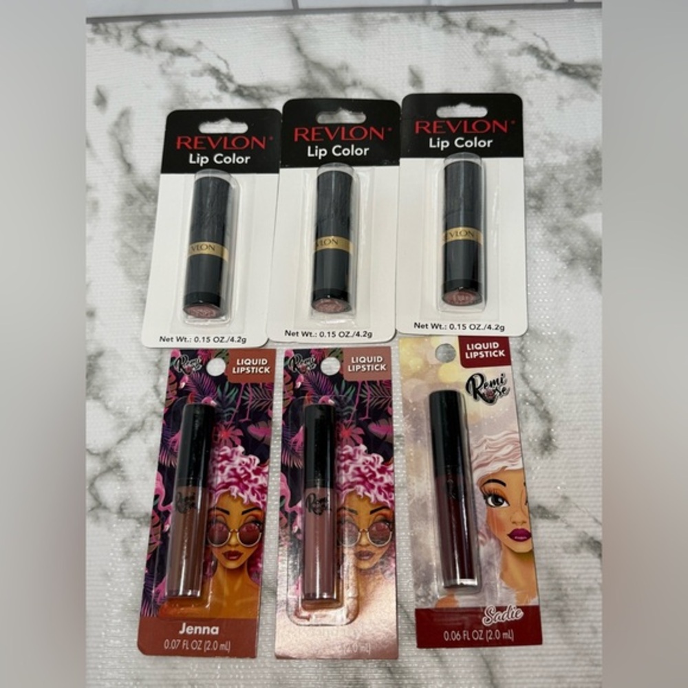 Revlon Rosewine 225 Lipstick + Remi Rose Liquid Lipsticks Makeup LOT OF‎ 6